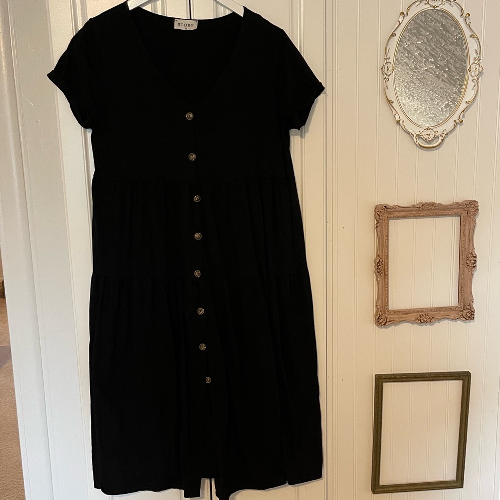 Black Button Up Midi Dress
